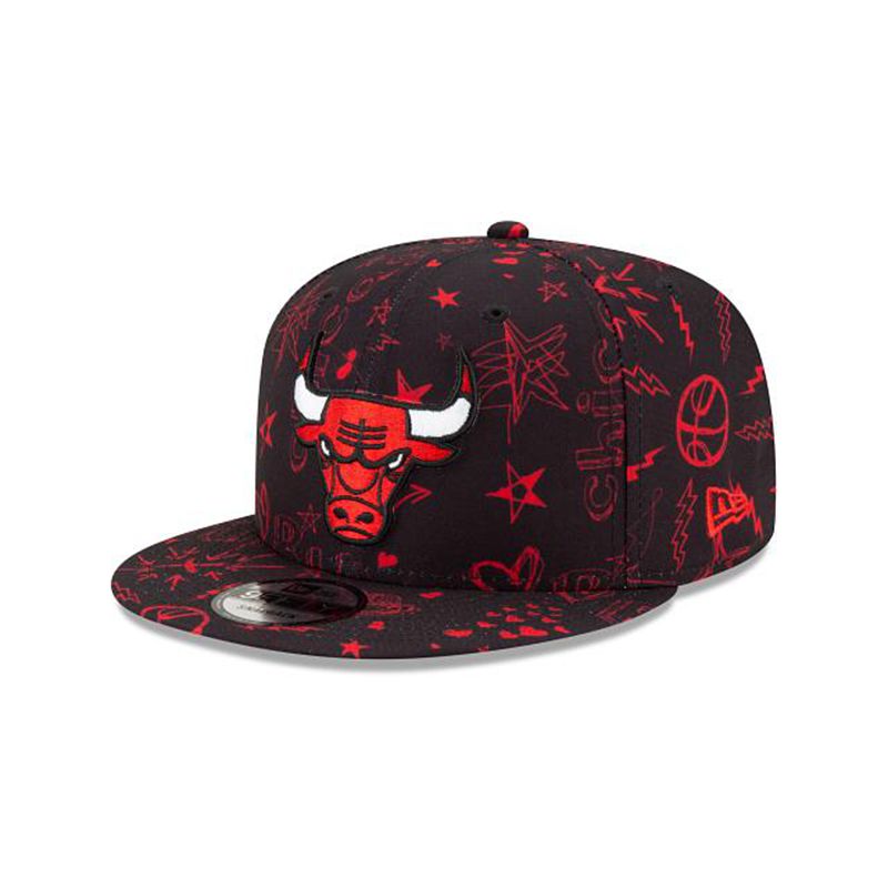 NBA Chicago Bulls Doodle 9Fifty Snapback (SWF8205) - Black New Era Caps